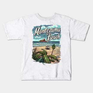 Escape to Montezuma Beach: Tropical Landscape Art 🏖️ Kids T-Shirt